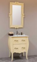 R10 - Mueble de baño isabelino de 60 cm . Mueble y espejo modelo caracol color beige. Mueble de baño isabelino 60 beige oscuro espejo tallado