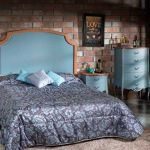 Dormitorio isabelino personalizable en colores, tiradores y tapizado. Dormitorio matrimonio isabelino vintage azul nogal patas altas