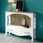 Recibidor vintage con cajón color blanco con tapa en roble Recibidor vintage color blanco con tapa en roble
