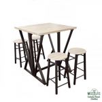 conjunto de alta bar industrial con taburetes de madera en color cambrian conjunto alta bar industrial taburetes madera cambrian