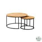 mesa redonda de madera e hierro mesa redonda madera hierro