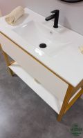 Mueble de baño Göta con frente liso estilo nórdico roble blanco