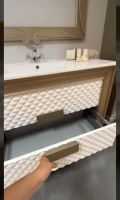 Mueble de baño y auxiliar modelo Diamantes en color champán envejecido y blanco Mueble de baño y auxiliar modelo Diamantes en color champán envejecido y blanco