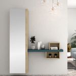 Entradita moderna suspendida color maple y azul Entradita moderna suspendida color maple y azul